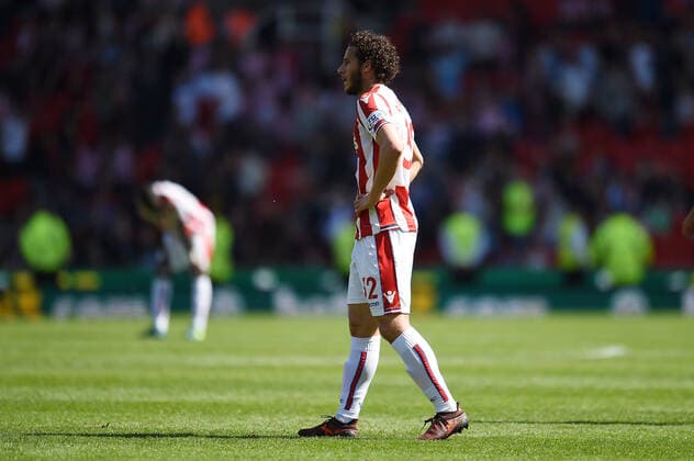 Mandatory Credit: Photo by Ryan Browne BPI Shutterstock (9663414au) Ramadan Sobhi of Stoke City looks dejected on the final whistle. Stoke City v Crystal Palace, Premier League, Bet 365 Stadium, Stoke on Trent, UK 5 May 2018 EDITORIAL USE ONLY No use with unauthorised audio, video, data, fixture lists (outside the EU), club league logos or live services. Online in-match use limited to 45 images (+15 in extra time). No use to emulate moving images. No use in betting, games o Stoke City v Crystal Palace, Premier League, Bet 365 Stadium, Stoke on Trent, UK 5 May 2018 EDITORIAL USE ONLY No use with unauthorised audio, video, data, fixture lists (outside the EU), club league logos or live services. Online in-match use limited to 45 images (+15 in extra time). No use to emulate moving images. No use in betting, games o Copyright: xRyanxBrowne BPI Shutterstockx 9663414au