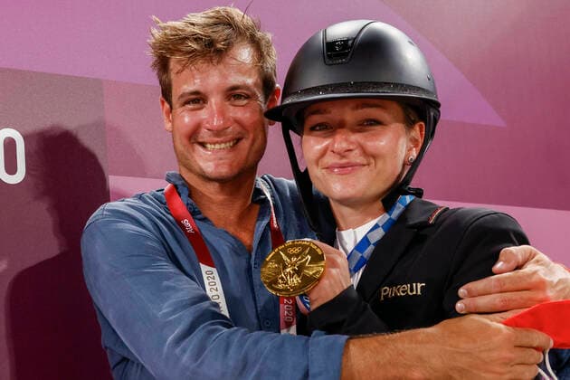 TOKYO Olympic Games Olympic Games 2021, TOKYO Olympic Games Olympic Games 2021 KRAJEWSKI Julia GER , ROMAN Pietro ITA Partner After Medal Eventing Tokyo, Equestrian Park 02 August 2021