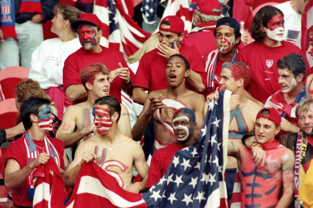 15 06 98 Germany USA France, Paris, 15 06 1998, Football, FIFA World Cup 1998 in France, DFB Germany USA 2 0 USA Fans