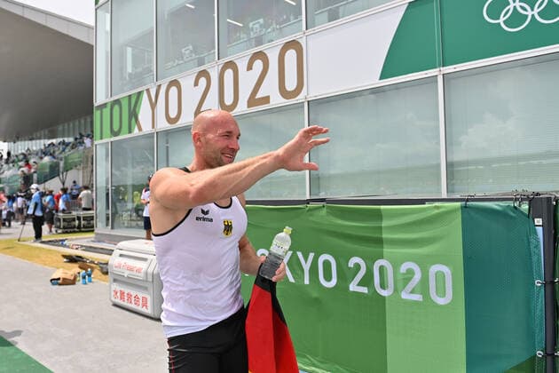 Ronald RAUHE GER ,Olympic Champion, winner,Winner, Canoe Sprint,Canoe Sprint,Men s Kayak Four, 500m Men Kayak Four MK4 Sea Forest Waterway, on 07 08 2021 Summer Olympics 2020, from 23 07 08 2021 in Tokyo Japan