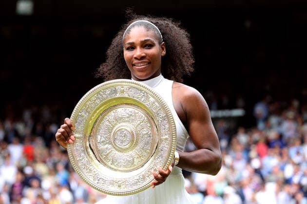 Mandatory Credit: Photo by BPI Shutterstock (5754015f) Serena Williams celebrates with the trophy, the Venus Rosewater Dish, during day Thirteen of the 2016 Wimbledon Championships at the All England Lawn Tennis Club, Wimbledon, London on the 9th July 2016 Tennis - Wimbledon Championships 2016 Day Thirteen All England Lawn Tennis & Croquet Club, Church Rd, London, United Kingdom - 9 Jul 2016 Tennis - Wimbledon Championships 2016 Day Thirteen All England Lawn Tennis & Croquet Club, Church Rd, London, United Kingdom - 9 Jul 2016 Copyright: xBPI Shutterstockx 5754015f