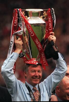 Mandatory Credit: Photo by Andy Hooper Daily Mail Shutterstock (1131921a) Manchester United, ManU V Tottenham Hotspur (2-1) Premier League Match The Premiership Manchester United Beating Tottenham To Win Premier League 1998 1999 Alex Ferguson With The Carling Premiership Trophy At Old Trafford. Manchester United V Tottenham Hotspur (2-1) Premier League Match The Premiership Manchester United Beating Tottenham To Win Premier League 1998 1999 Alex Ferguson With The Carling Premiership Trophy At Old Trafford. EDITORIAL USE ONLY No use with unauthorised audio, video, data, fixture lists (outside the EU), club league logos or live services. Online in-match use limited to 45 images (+15 in extra time). No use to emulate moving images. No use in betting, games or single club league player publications services. Manchester United V Tottenham Hotspur (2-1) Premier League Match The Premiership Manchester United Beating Tottenham To Win Premier League 1998 1999 Alex Ferguson With The Carling Premiership Trophy At Old Trafford. EDITORIAL USE ONLY No use with unauthorised audio, video, data, fixture lists (outside the EU), club league logos or live services. Online in-match use limited to 45 images (+15 in extra time). No use to emulate moving images. No use in betting, games or  Copyright: xAndyxHooper DailyxMail Shutterstockx 1131921a