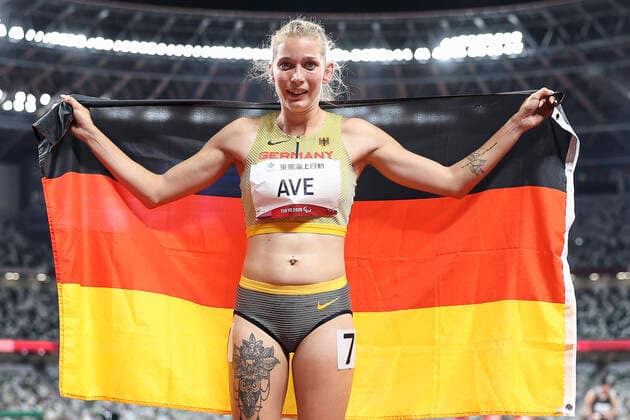 Tokyo 2020 Paralympic Games Athletics , 28 08 21 TOKYO, JAPAN 28 08 100m T38 Bronze for Lindy Ave GER HSG Uni Greifswald on Day 4 of the Tokyo 2020 Paralympic Games Athletics on 28 08 2021 at the Olympic Stadium in Tokyo Japan Copyright: xBEAUTIFULxSPORTS AxelxKohringx