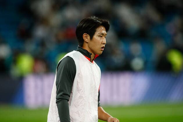 September 22, 2021, MADRID, MADRID, SPAIN: Kang-in Lee of Mallorca warms up during the spanish league, La Liga Santander, football match played between Real Madrid and RCD Mallorca at Santiago Bernabeu stadium on September 22, 2021, in Madrid, Spain. MADRID SPAIN - ZUMAa181 20210922_zaa_a181_078 Copyright: xOscarxJ.xBarrosox