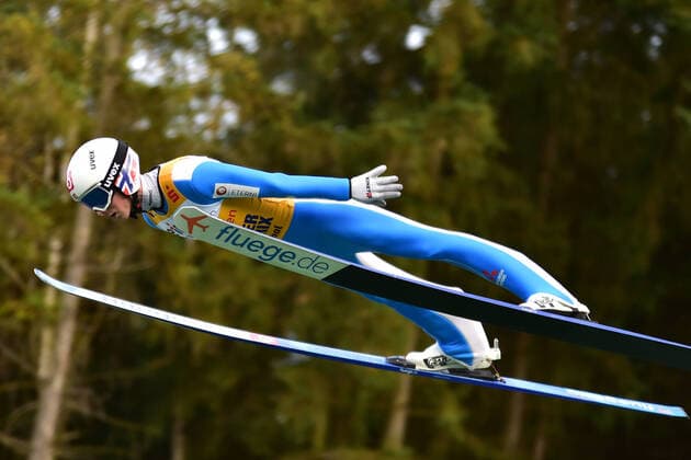 01 10 2021, xbrx, winter sports ski jumping, FIS Ski Jumping Summer Grand Prix Final emspor, v l jump, take off, flight, Halvor Egner Granerud NOR Klingenthal