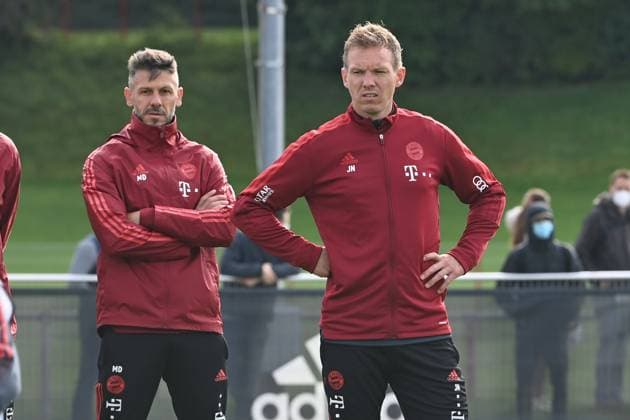 Trainer Julian NAGELSMANN Bayern Muenchen ,li Martin DEMICHELIS Trainer FCB FC Bayern Muenchen,Training at Saebener Strasse Fussball 1 Bundesliga,Saison 2021 2022 am 06 10 2021