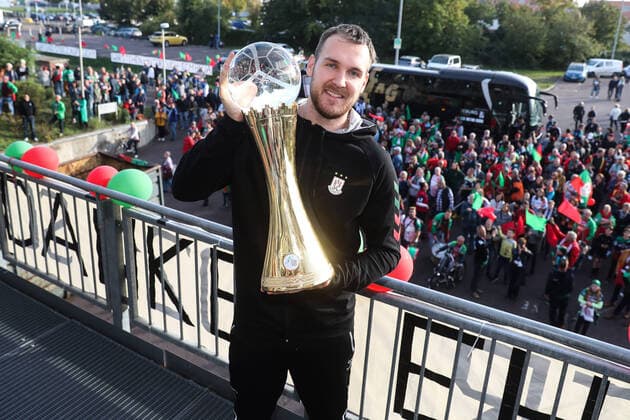 Christian O Sullivan SC Magdeburg,24 Reception to win the IHF Super Globe Club World Championship 2021 in Saudi Arabia of the handball players from SC Magdeburg in front of the GETEC Arena in Magdeburg Handball,man,men,Germany,10 10 2021