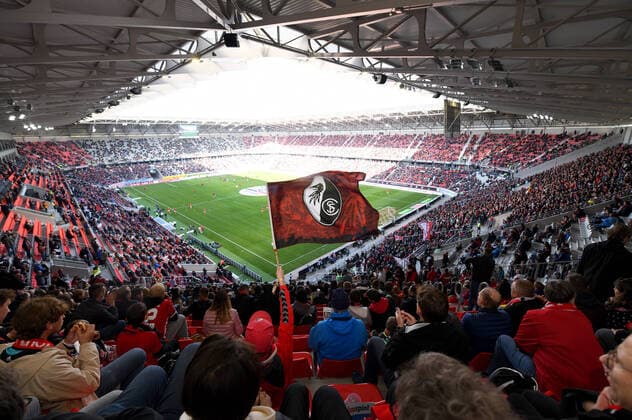 Football 1 Bundesliga Season 2021 2022 8 Matchday SC Freiburg RB Leipzig 16 10 2021 Stadium overview at the first Bundesliga match in the Europa Park Stadium in Freiburg, the new arena offers space for 34700 fans.