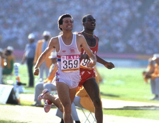 Olympic Games 1984 in Los Angeles 800m Sebastian Coe GBR Silver in front of Earl Jones USA Bronze 05 08 1984 HM