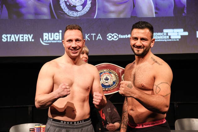 Boxing CP Boxpromotion, WBO European Championship, Cruiserweight Leon Harth GER Enrico Kölling GER , Press Conference, Bielefeld, 11 11 2021 Enrico Kölling GER, l Leon Harth GER Bielefeld Germany