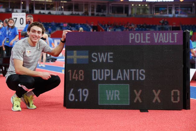 220307 Armand Duplantis of Sweden celebrates jumping on world record competes in mens pole vault during on March 7, 2022 in Belgrade Photo Pedja Milosavljevic BILDBYRAN athletics athletics athletics world indoor tour day 1 bbeng jubel sverige,  Copyright: PedjaxMilosavljevic BB220307ZE006