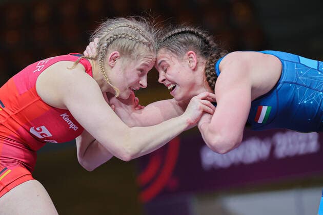 Wrestling U23 European Championships 2022 72kg WW Tuende Emese ELEKES HUN df Lilly SCHNEIDER GER Plovdiv Kolodrum Plovdiv Bulgaria Copyright: xUnitedxWorldxWrestlingx xKadirxCaliskanx cal