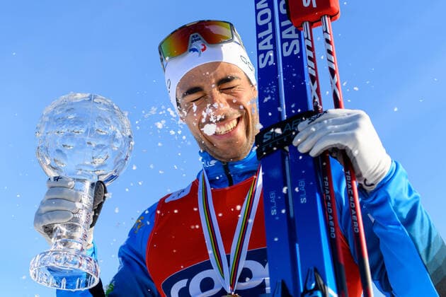220311 Richard Jouve of France celebrate after the men s Cross Country Skiing sprint final during the FIS Cross Country World Cup on March 11, 2022 in Falun Photo Johanna Lundberg BILDBYRAN kod JL JL0247 skidor cross country skiing langrenn fis world cup falun men s sprint bbeng,  Copyright: JOHANNAxLUNDBERG BB220311JL126