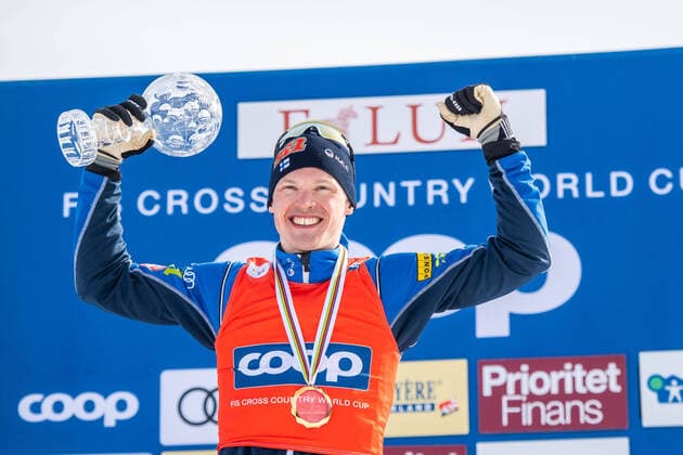 220312 Iivo Niskanen of Finland celebrates winning FIS Cross Country Distance World Cup on March 12, 2022 in Falun Photo Johanna Lundberg BILDBYRAN code JL JL0249 ski cross country skiing cross country world cup fis cross country world cup bbeng,  Copyright: JOHANNAxLUNDBERG BB220312JL060