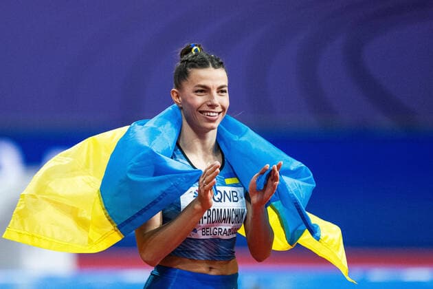 220320 Maryna Bekh Romanchuk of Ukraine celebrate after womens triple jump final during day three of the World Athletics Indoor Championships on March 20, 2022 in Belgrade Photo Mathias Bergeld BILDBYRAN kod MB MB0361 bbeng athletics athletics athletics iaaf iaaf world indoor championships World Athletics Indoor Championships world cup athletics world cup athletics world cup 2022 athletics world cup athletics world cup 2022 indoor indoor world indoor indoor world cup world cup ivm day 3 cheers,  Copyright: MATHIASxBERGELD BB220320MB026