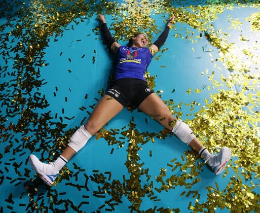 Wiesbaden , Volleyball DVV Cup Final Allianz MTV Stuttgart vs Dresdner SC , Simone Lee Stuttgart