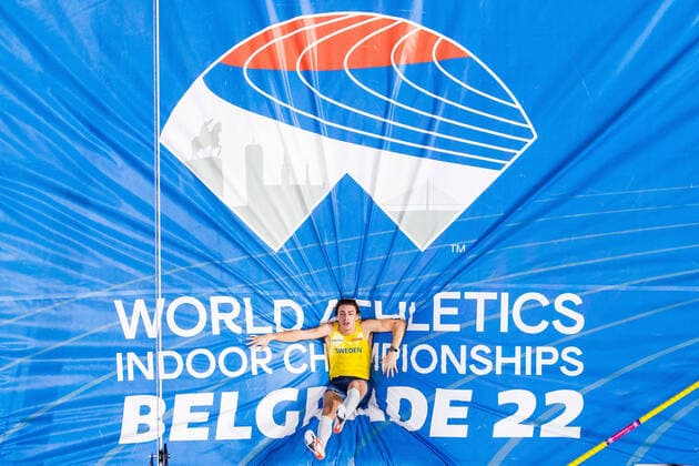 220320 Armand Duplantis of Sweden sets a new world record at the hight 6 20 while competing in mens pole vault during day three of the World Athletics Indoor Championships on March 20, 2022 in Belgrade Photo Mathias Bergeld BILDBYRAN kod MB MB0361 bbeng friidrott athletics friidrett iaaf iaaf world indoor championships World Athletics Indoor Championships world championships athletics world championships athletics world cup 2022 athletics world championships athletics world cup 2022 indoor indoor world cup indoor world cup world cup ivm day 3 sweden sweden world record world record,  Copyright: MATHIASxBERGELD BB220320MB115