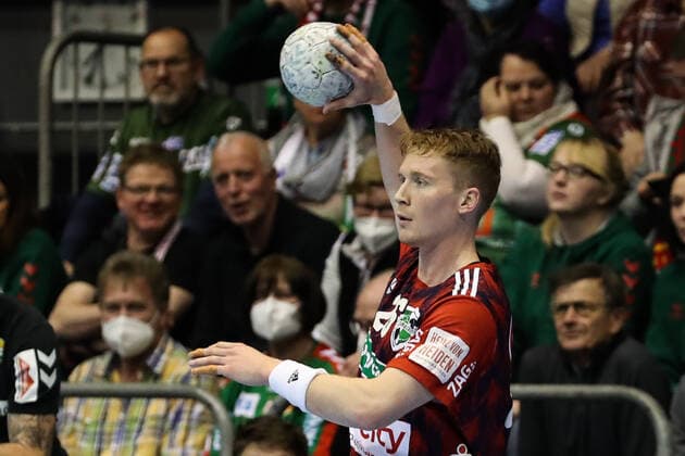 Jonathan Edvardsson TSV Hannover Burgdorf,26 Handball Bundesliga season 2021 2022 SC Magdeburg vs TSV Hannover Burgdorf in the GETEC Arena in Magdeburg single image,action,man,men,handball,Germany,31 03 2022