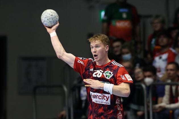 Jonathan Edvardsson TSV Hannover Burgdorf,26 Handball Bundesliga season 2021 2022 SC Magdeburg vs TSV Hannover Burgdorf in the GETEC Arena in Magdeburg single image,action,man,men,handball,Germany,31 03 2022