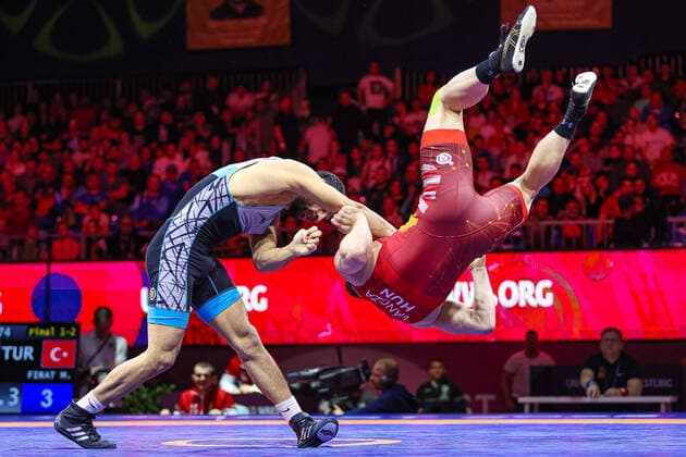 Wrestling European Championships 2022 67kg GR Murat FIRAT TUR df Krisztian Istvan VANCZA HUN Budapest BOK Sportcsarnok Hungary Copyright: xUnitedxWorldxWrestlingx xKadirxCaliskanx cal