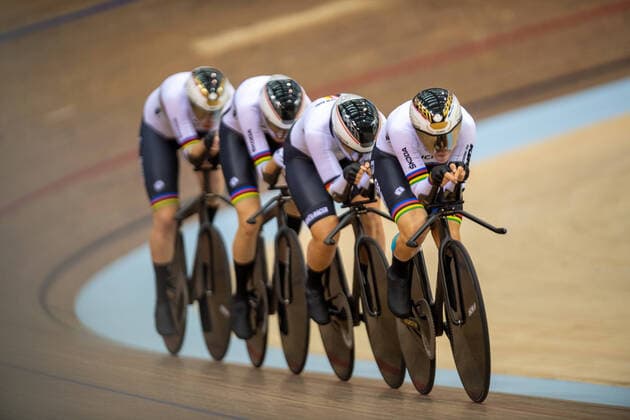 Germany Track Four Women Track Nations Cup Glasgow 2022 Team Germany, Track Four Women Qualification BRAUSSE Franziska, KLEIN Lisa, KROGER Mieke, SUSSEMILCH Laura Tissot UCI Track Nations Cup, Sir Chris Hoy Velodrome Glasgow UCI Track Cycling Nations Cup Track Cycling Competition Organized by the Union Cycliste Internationale