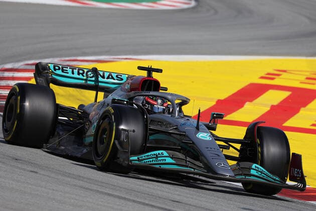 63 George Russell (GBR, Mercedes-AMG Petronas F1 Team), F1 Grand Prix of Spain at Circuit de Barcelona-Catalunya on May 20, 2022 in Barcelona, Spain. (Photo by HOCH ZWEI Italy Photo Press) (Verwendung nur in Deutschland - GERMANY ONLY) *** 63 George Russell GBR, Mercedes AMG Petronas F1 Team , F1 Grand Prix of Spain at Circuit de Barcelona Catalunya on May 20, 2022 in Barcelona, Spain Photo by HOCH ZWEI Italy Photo Press Use only in Germany GERMANY ONLY
