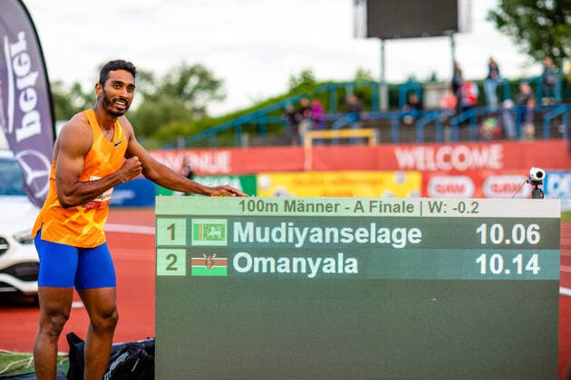 Anhalt Meeting 2022 Yupun Abeykoon Mudiyanselage with meeting record during the International Anhalt Athletics Meeting 2022 at Paul Greifzu Stadium on 25 May 2022 in Dessau Rosslau, Sachsen Anhalt, Germany