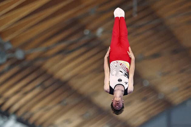 Janis Luca Braun, GER, during qualification at 2022 trampoline European championships in Rimini, 01 06 2022
