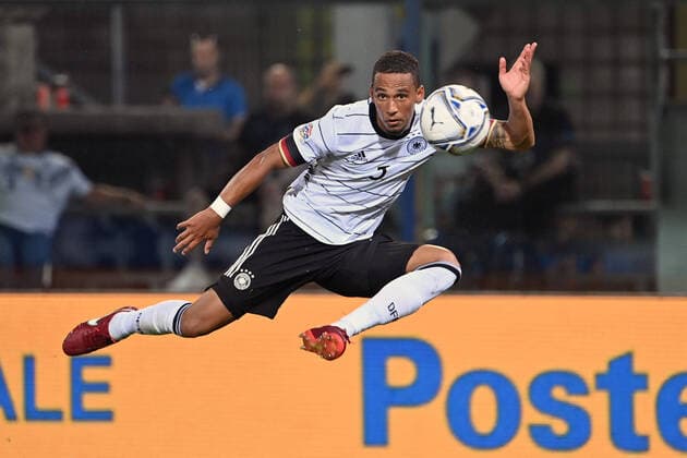 Thilo KEHRER GER , artistic, action, single action, single image, crop, full body shot, whole figure Football UEFA Nations League, group stage 1 matchday Italy ITA Germany GER 1 1, on 04 06 2022, Renato Dall Ara Stadium Bologna