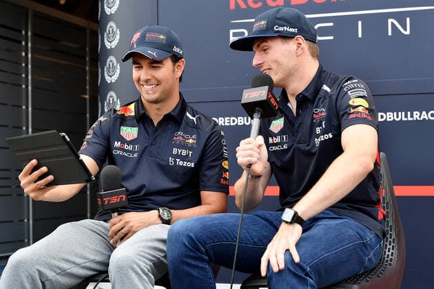 16 06 2022, Circuit Gilles Villeneuve, Montreal, FORMULA 1 AWS GRAND PRIX DU CANADA 2022 , in picture Max Verstappen NEL , Oracle Red Bull Racing, Sergio Perez MEX , Oracle Red Bull Racing Photo EU Images Montreal Circuit Gilles Villeneuve Quebec Canada  eu-images-506