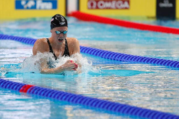 Belgian Florine Gaspard pictured in action during the women s 100m breaststroke at the swimming world championships in Budapest, Hungary, Sunday 19 June 2022. The 19th FINA World Championships 2022 take place from 18 June to 03 July. NIKOLAxKRSTIC  x36472892x