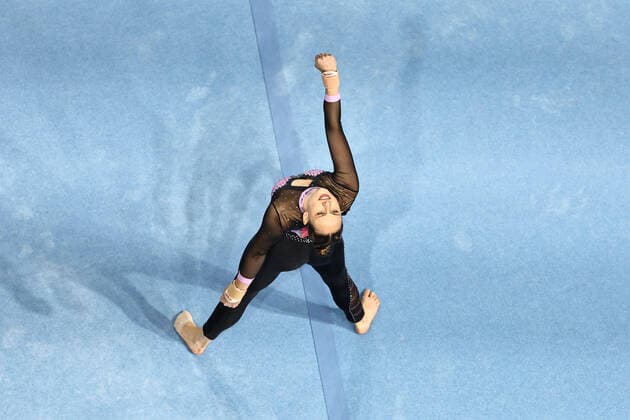 Sarah Voss, GER, during all around of 2022 national artistic gymnastics championships at Die Finals in Berlin, 24 06 2022