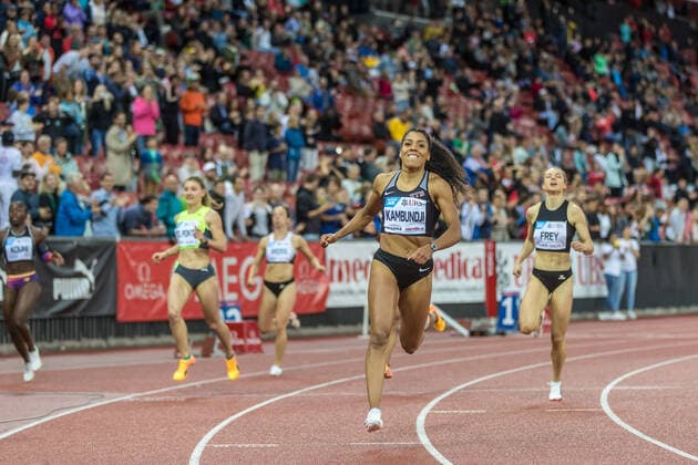 Swiss Championships 2022 24 06 2022 Mujinga Kambundji STB Leichtathletik, SUI, 294 wins the womens 100 m in a new record time of 10 89 sec at the Swiss Championships 2022 in Zuerich, on Friday, June 24, 2022 Copyright: xBEAUTIFULxSPORTS OlafxRellischx