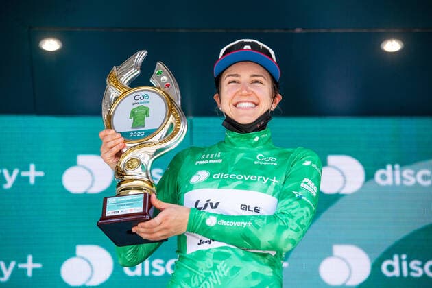 Kristen Faulkner Giro d Italia Donne 2022 Mountain Jersey Maglia Verdefor Kristen Faulkner TEAM BIKEEXCHANGE JAYCO