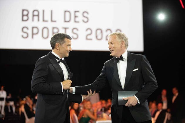 f l Thomas BERLEMANN, Chairman of the Board Stiftung Deutsche Sporthilfe, Johannes B KERNER, Presenter Poolfoto Ball des Sports on 16 07 2022 in Wiesbaden