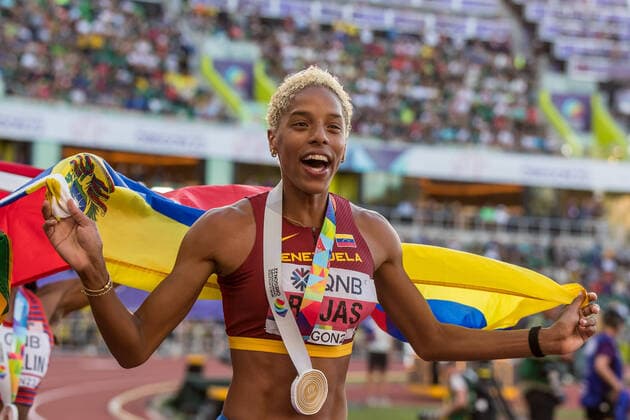 World Athletics Championships Oregon 22 United States of America, 18 07 2022 Yulimar ROJAS of VENEZUELA VEN wins gold in the womens triple jump at the World Athletics Championships Oregon 22 in Eugene, on Monday, July 18, 2022 Copyright: xBEAUTIFULxSPORTS OlafxRellischx