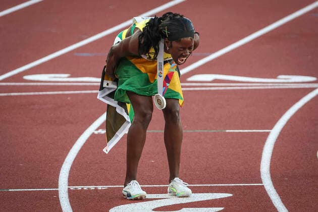 World Athletics Championships Oregon 22 United States of America, 21 07 2022 Shericka JACKSON JAM wins the 200m at Hayward Field in Eugene on Day 7 of the World Athletics Championships Oregon22. Copyright: xBEAUTIFULxSPORTS AxelxKohringx