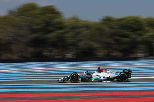 63 George Russell (GBR, Mercedes-AMG Petronas F1 Team), F1 Grand Prix of France at Circuit Paul Ricard on July 24, 2022 in Le Castellet, France. (Photo by HOCH ZWEI Italy Photo Press) (Verwendung nur in Deutschland - GERMANY ONLY) *** 63 George Russell GBR, Mercedes AMG Petronas F1 Team , F1 Grand Prix of France at Circuit Paul Ricard on July 24, 2022 in Le Castellet, France Photo by HOCH ZWEI Italy Photo Press Use only in Germany GERMANY ONLY