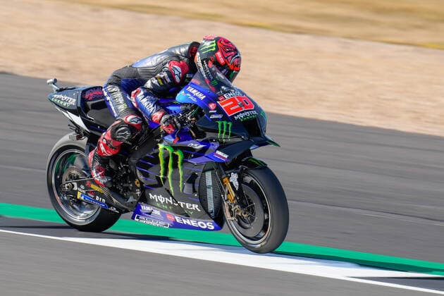 Fabio QUARTARARO (France) of the Monster Energy Yamaha MotoGP Team during the 2022 Monster Energy Grand Prix MotoGP Free Practice 3 session at Silverstone Circuit, Towcester, England on the 6th August 2022. Copyright: xDavidxHornx PMI-5075-0085