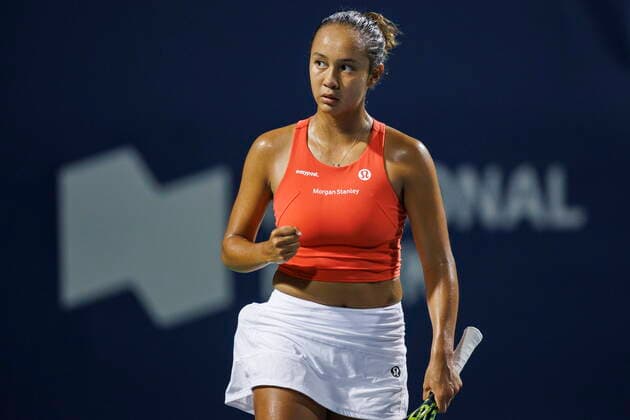 August 8, 2022, Toronto, ON, CANADA: Leylah Fernandez of Canada reacts to a point against Storm Sanders of Australia during womenöÄÃ s tennis action at the National Bank Open in Toronto, Monday, Aug. 8, 2022. Canada News - August 8, 2022  - ZUMAc35_ 20220808_zaf_c35_096 Copyright: xColexBurstonx