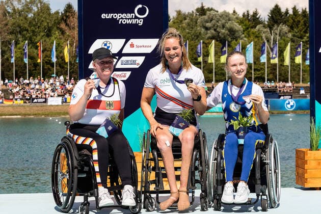 Winner Women s Single Sculls PR1 1 Norway Birgit Skarstein 2 Germany Manuela Diening 3 Anna Sheremet GER, European Championships Munich 2022, 13 08 2022 photo Eibner Roger Buerke European Championships 2022, Munich, Rowing Munich Oberschleissheim Copyright: xEibner-Pressefoto RogerxBuerkex EP_RBE