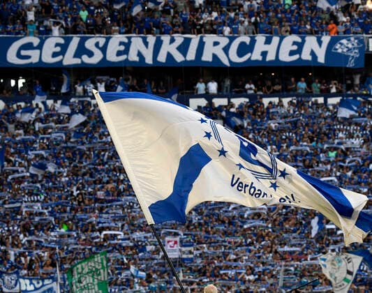 13 08 2022, Gelsenkirchen, Germany, Veltins Arena, FC Schalke 04 vs Borussia Moenchengladbach 1 Bundesliga, Fans of FC Schalke 04 Foto Ralf Treese DFB DFL REGULATIONS PROHIBIT ANY USE OF PHOTOGRAPHS AS IMAGE SEQUENCES AND OR QUASI VIDEO Gelsenkirchen Veltins Arena North Rhine Westphalia Germany  521_S04MGB20220813_051 Treese-521