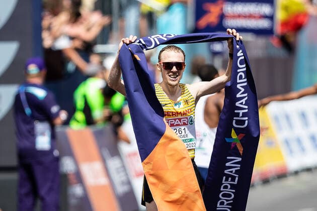 Winner Gold Richard Ringer Gold for Richard Ringer GER, Mens Marathon Marathon Men , European Championships Munich 2022, 15 08 2022 Photo Roger Buerke GER, Women Marathon Marathon Women , European Championships Munich 2022 Munich Copyright: xEibner-Pressefoto RogerxBuerkex EP_RBE