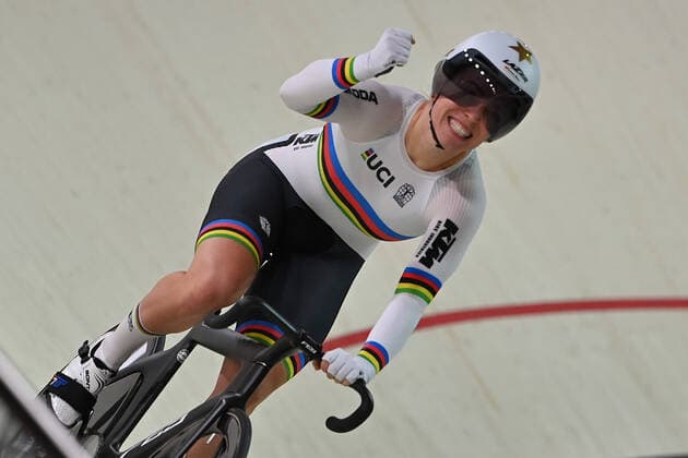 Emma HINZE GER , jubilation,joy,enthusiasm,action,semifinals,track cycling women s sprint,track cycling,cycling,sprint women european championships munich 2022 on 15 08 2022 Messe Muenchen
