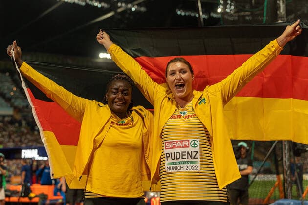 PUDENZ Kristin GER , Discus Throw Women Discus Throw Women , VITA Claudine GER , Discus Throw Women Discus Throw Women GER, Athletics Leichtathletik , European Championships Munich 2022, 16 08 2022, GER, Athletics Leichtathletik , European Championships Munich 2022, 16 08 2022 Muenchen Copyright: xEibner-Pressefotox EP_SMR