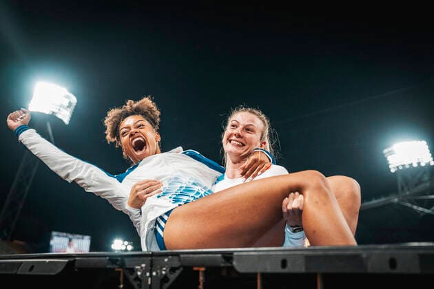 European Championships Munich22 Athletics, 17 08 2022 Marie julie Bonnin FRA and Margot Chevrier FRA in the pole vault final on 17 08 2022 at the European Athletics Championships in Munich, Germany Copyright: xBEAUTIFULxSPORTS Flatemerschx