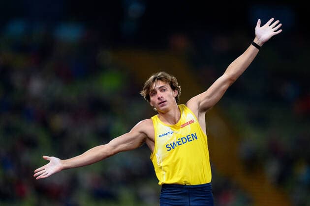 220820 Armand Duplantis of Sweden celebrates in mens pole vault final during day 10 of the European Championships on August 20, 2022 in Munich Photo Mathias Bergeld BILDBYRAN code MB MB0442 athletics athletics European Championships em em 2022 european championships munich 2022 munchen em day 10 bbeng pole vault pole pole vault pole vault cheer Sweden,  Copyright: MATHIASxBERGELD BB220820MB088