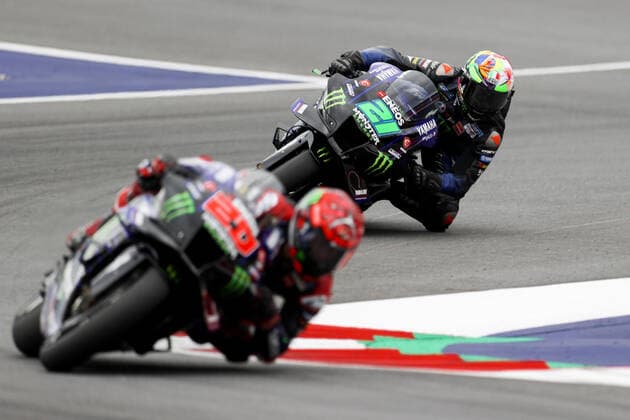 MOTORSPORTS - MotoGP, GP of Austria 2022 SPIELBERG,AUSTRIA,21.AUG.22 - MOTORSPORTS - MotoGP, Grand Prix of Austria, Red Bull Ring. Image shows Franco Morbidelli (ITA Monster Energy Yamaha MotoGP) and Fabio Quartararo (FRA Monster Energy Yamaha MotoGP).  GEPAxpictures xChristianxWalgram