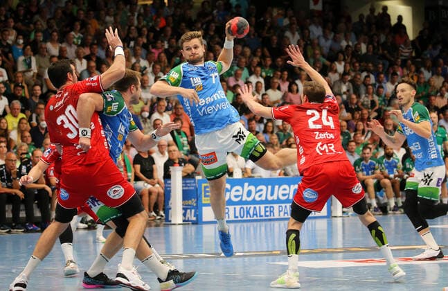 BAU 07 09 2022 Goeppingen Handball FRISCH AUF Goeppingen vs TBV Lemgo Lippe, David Schmidt Goeppingen on the ball