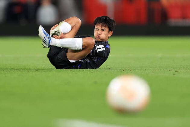 Fußball UEFA Europa League Gruppe E Manchester United gegen Real Sociedad 8. September 2022 UEFA Europa League Gruppe E Manchester United gegen Real Sociedad Takefusa Kubo von Real Sociedad wirkt niedergeschlagen Foto Simon Stacpoole Abseits Manchester UK  Copyright: xSimonxStacpoolexOffside